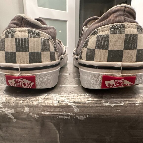 Vans Grey Asher Classic Checkerboard Slip-Ons - Size 7.5 - Picture 4 of 6